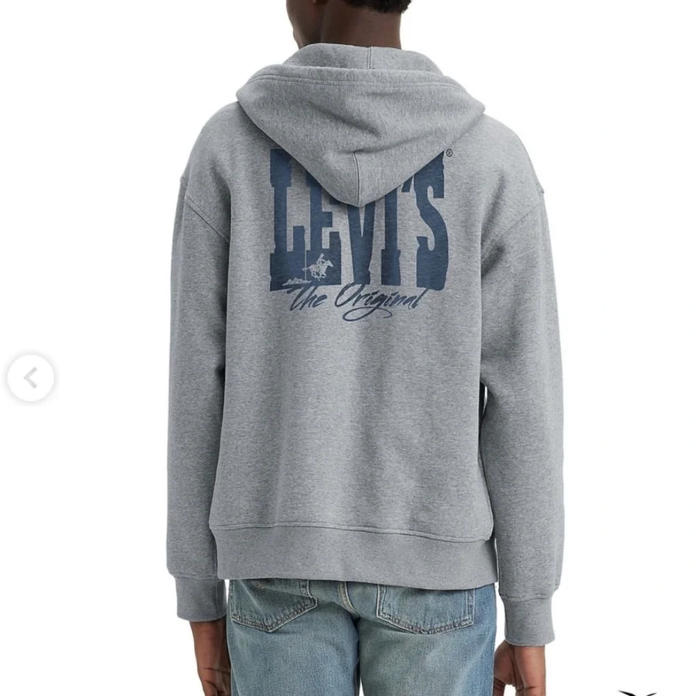 Levi's Men's Western Logo Relaxed Fit Zip-Up Sweatshirt - Light Gray new